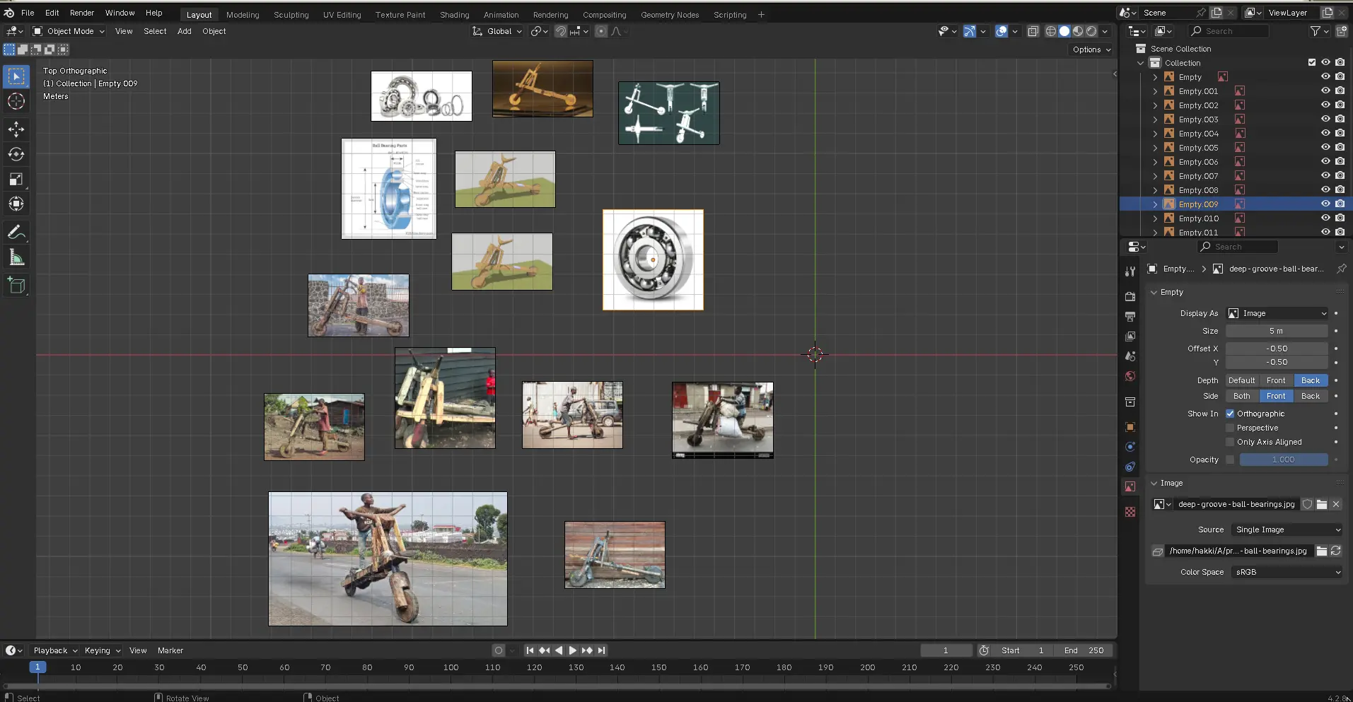 Reference images collected in Blender viewport