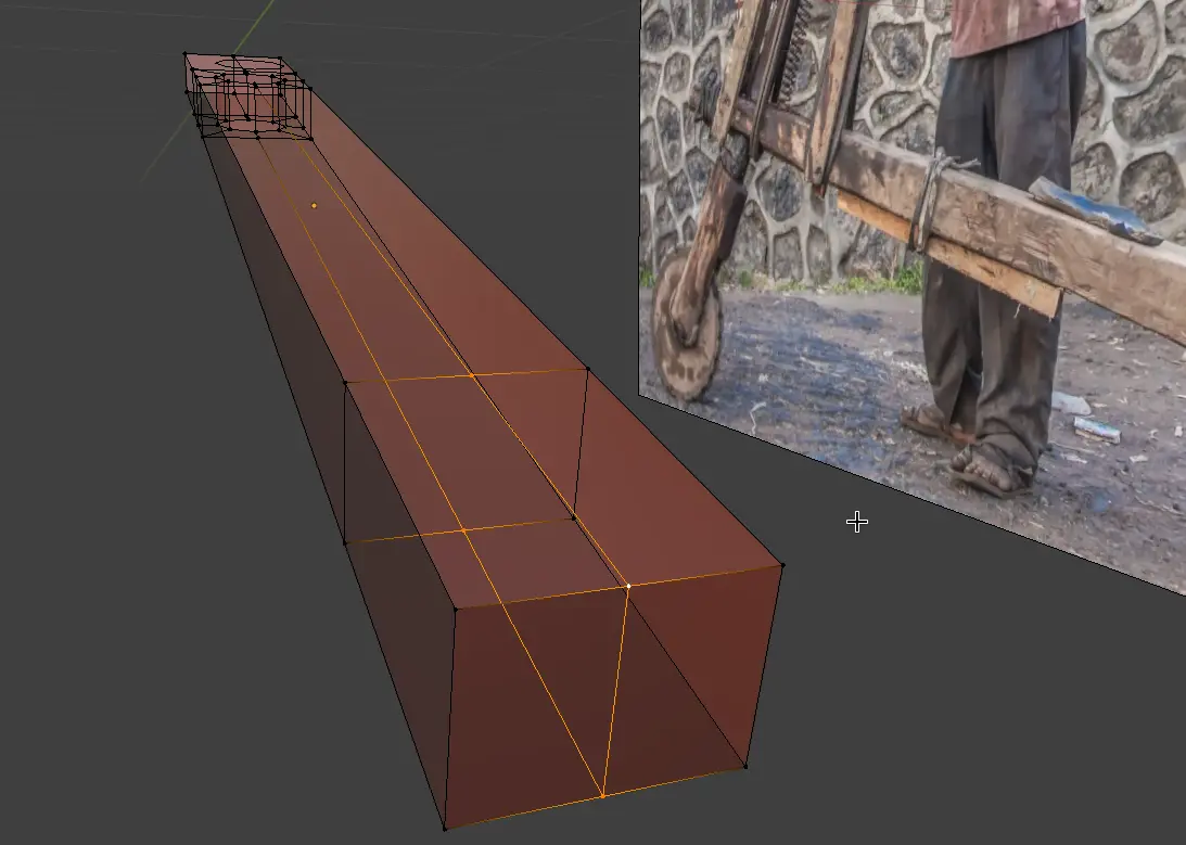 Select three vertices in the rear middle of the deck, and delete them (shown in X-ray vision)