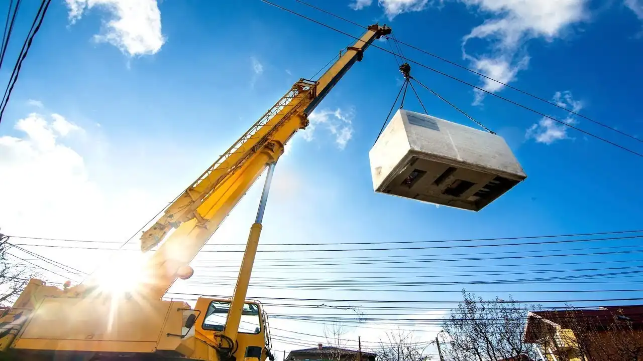 A crane lifting a heavy weight